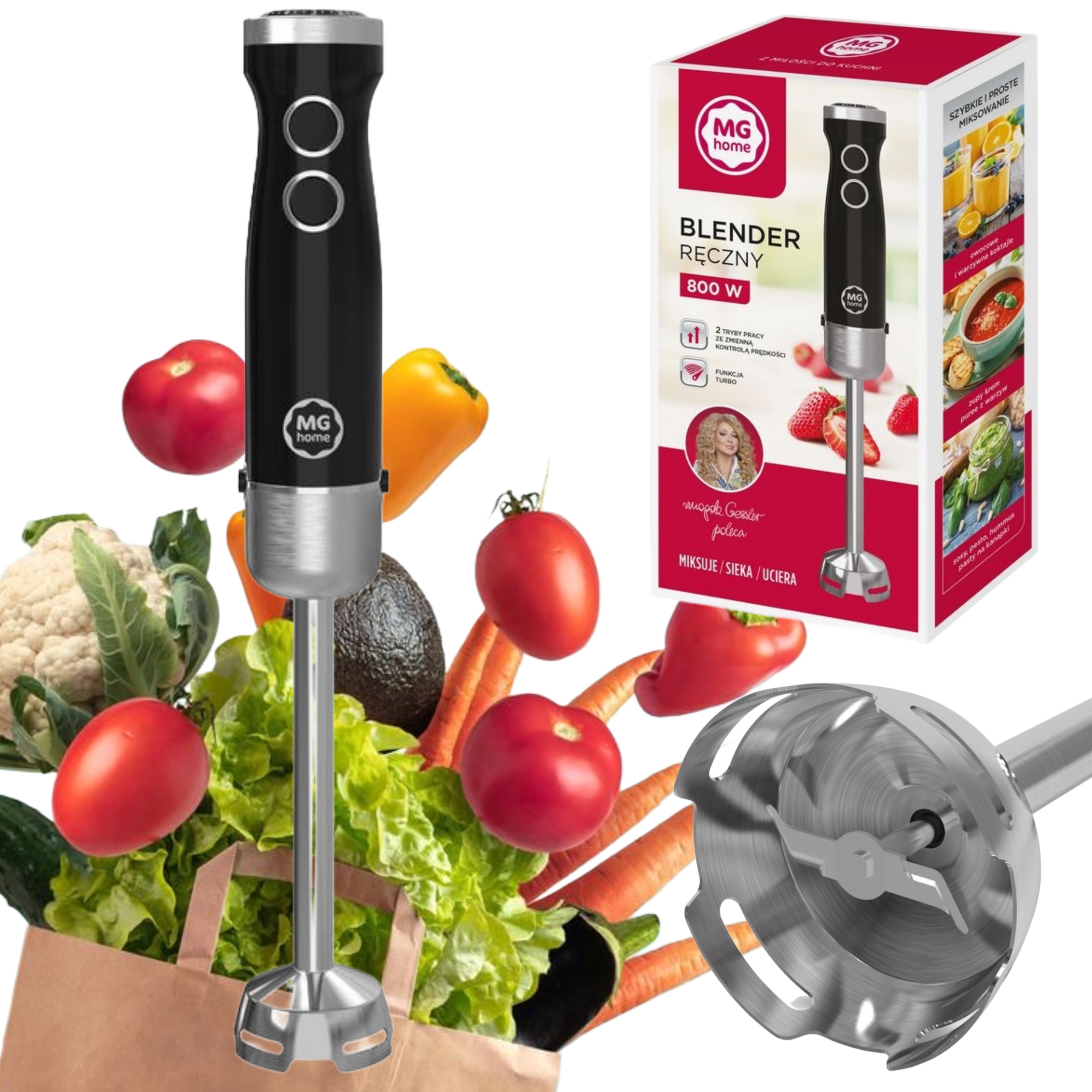 Ruční Mixér 800 W Turbo 2 Rychlosti Pro Koktejlové Polévky Mg Home, Solidní