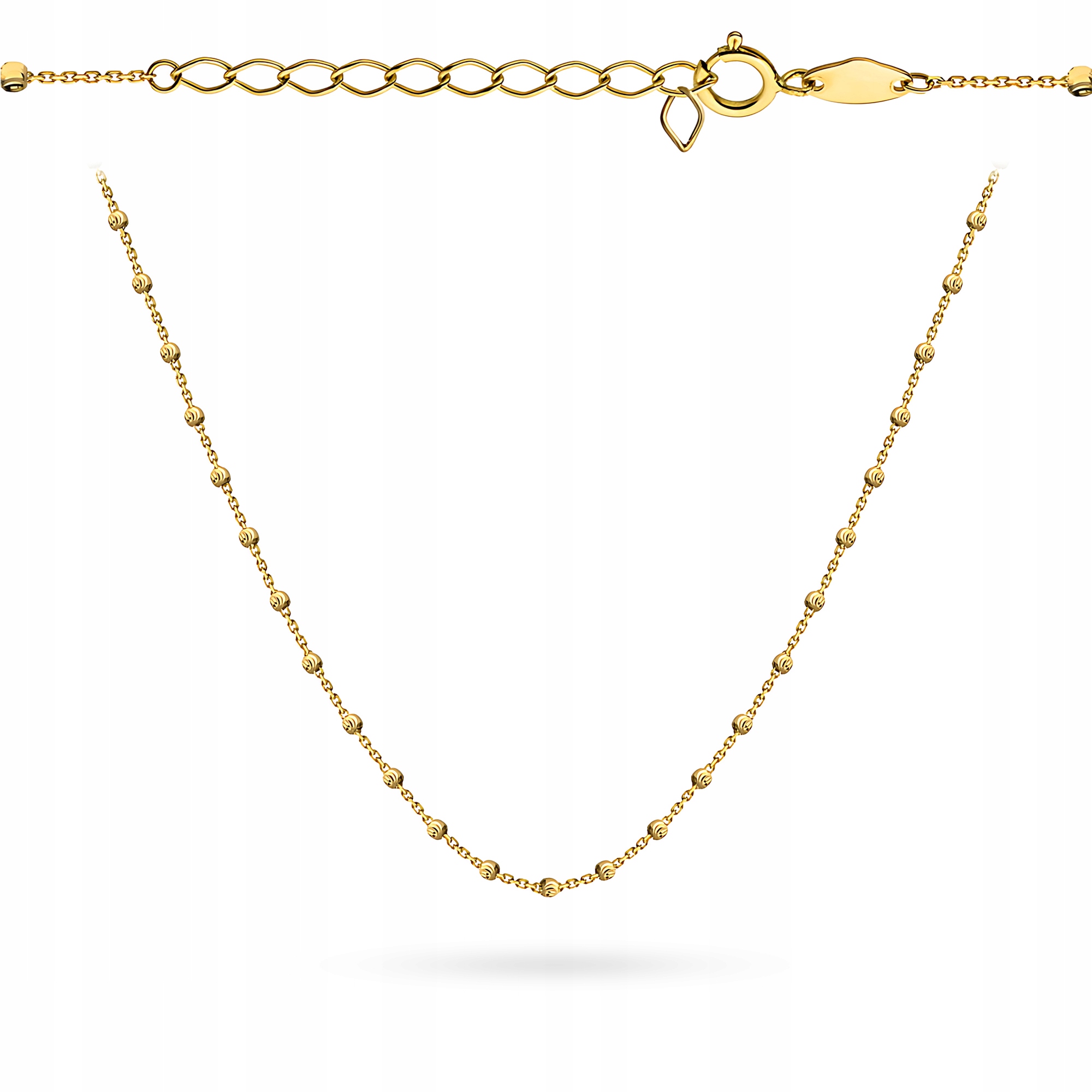 Zlatý Náhrdelník Řetízek Dámský pr. 585 Diamantové kuličky Kuličky 14k