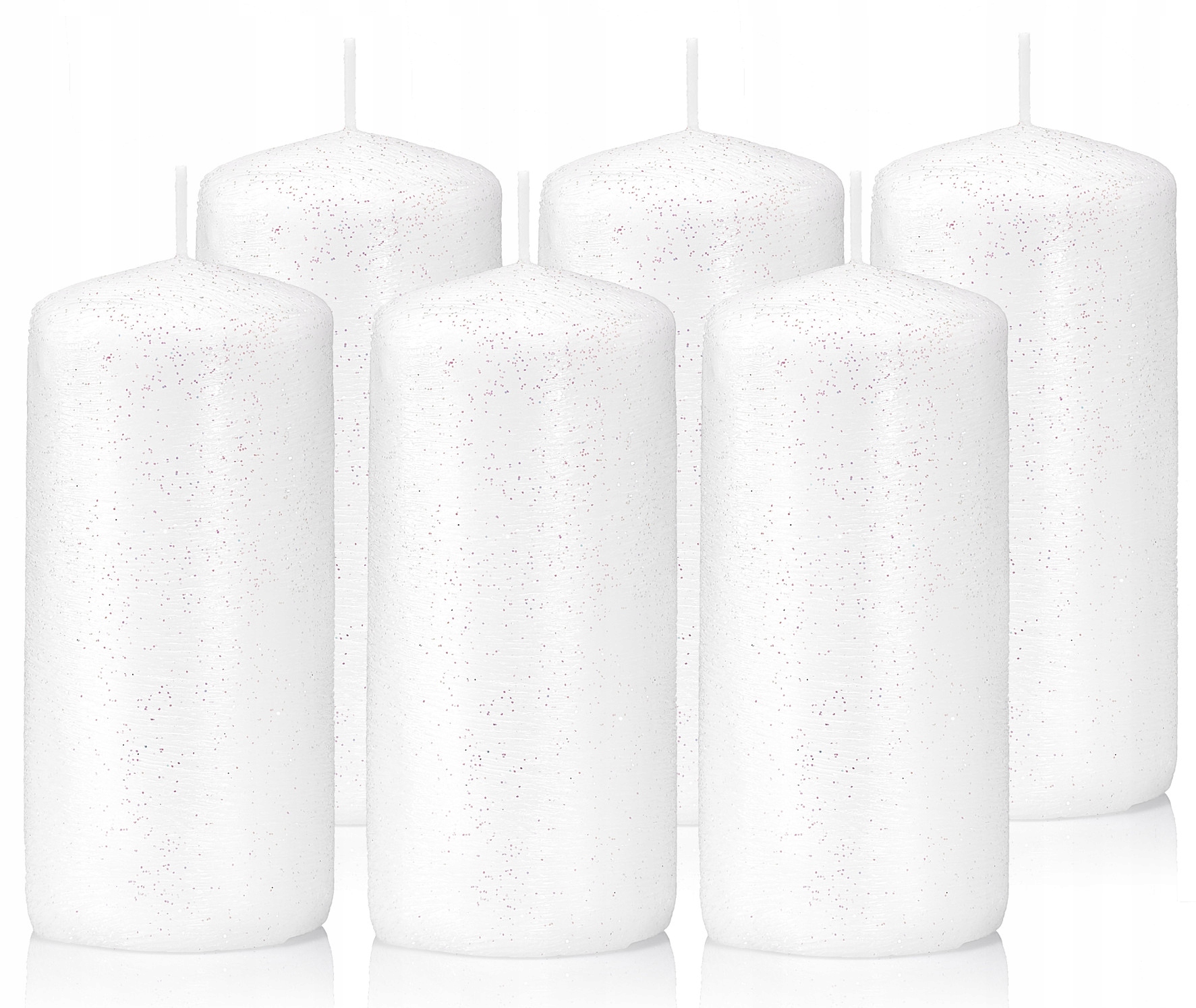 

Zestaw 6 świeczek ozdobnych 12/6 cm walec biały