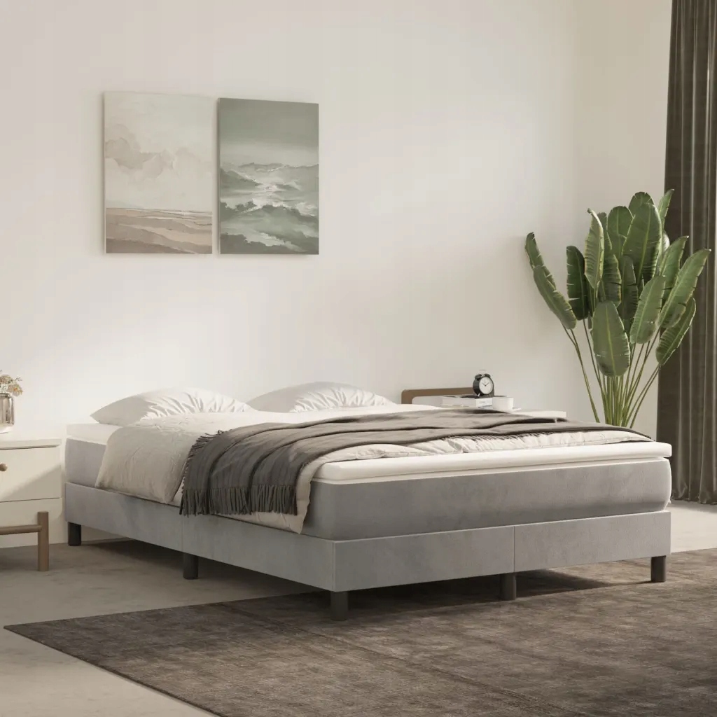 Box spring postel s matrací světle šedá 140x190 cm samet Šedá 3144327