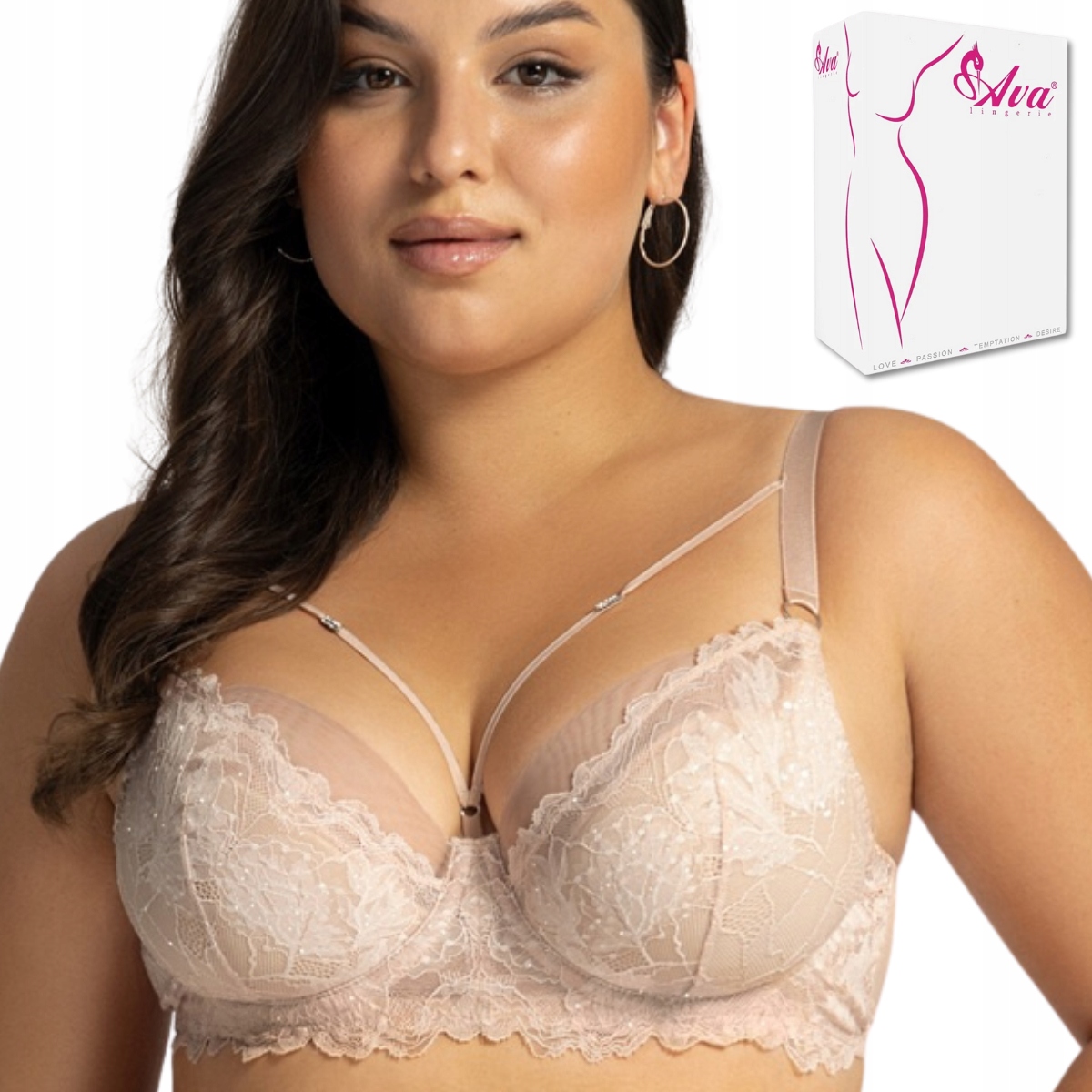 Podprsenka Ava s ozdobnými proužky, velká velikost Av 2154 100D