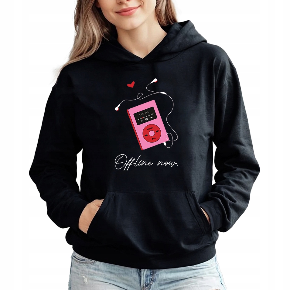 Černá mikina mikina s kapucí Nyní Trendový styl Dárek velikost S