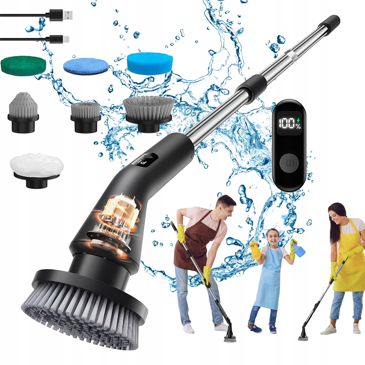 Levně Elektrický Čisticí Kartáč 7 Nástavců 2 Úrovně Rychlosti IPX7