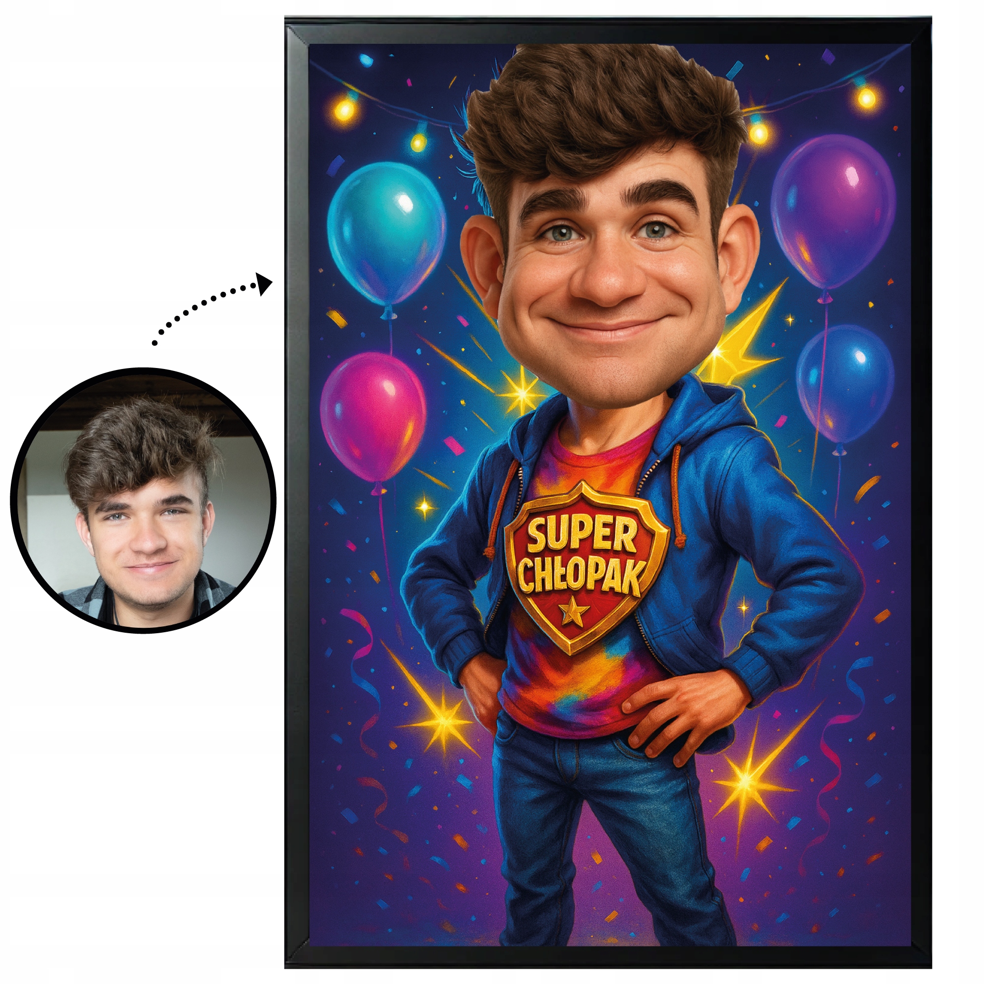 Chłopak Karykatura Ze Zdjęcia Upominek Pamiątka