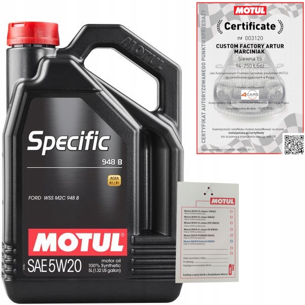 MOTUL SPECIFIC 948B 5W20 5L FORD WSS-M2C948-B + ZAWIESZKA