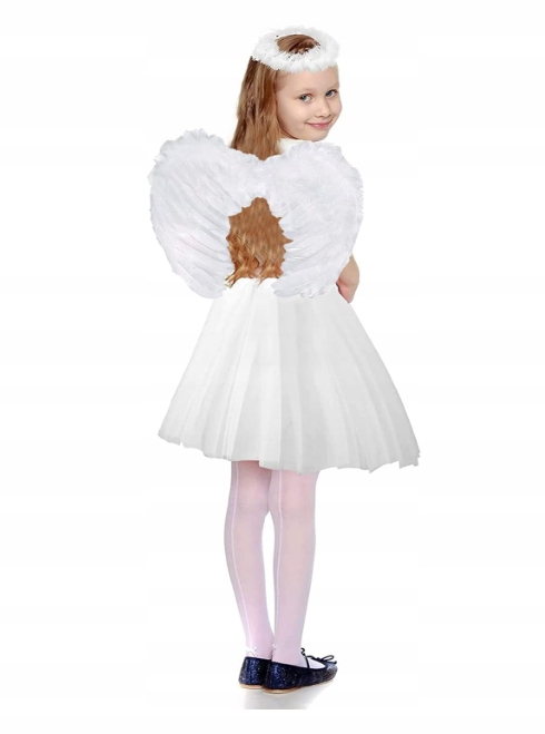 SKRZYDŁA ANIOŁA ZESTAW Z AUREOLĄ JASEŁKA IMPREZY COSPLAY KARNAWAŁ HALLOWEEN Kolor biały