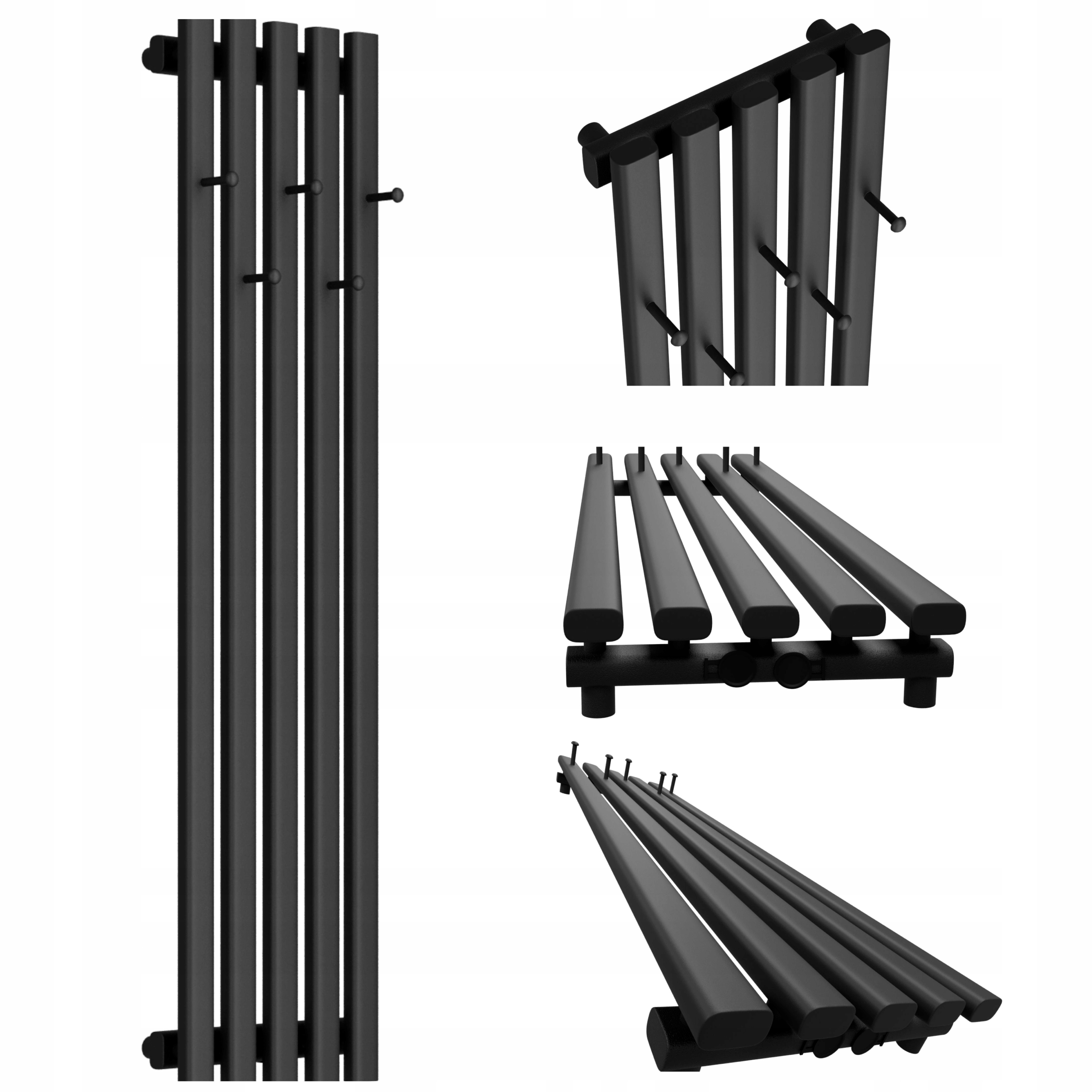 Dekorativní radiátor HORYZONT5 Hook 160x37 černá struktura