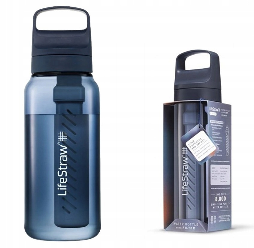LifeStraw Butelka na Wodę z Filtrem Węglowym Go 2.0 Aegean Sea Niebieska 1L