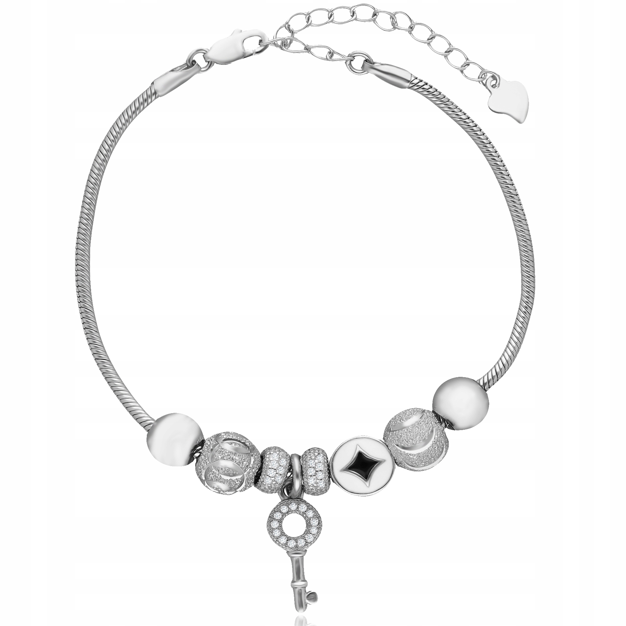 Stříbrný Dámský Náramek S Přívěskem Beads, Klíč