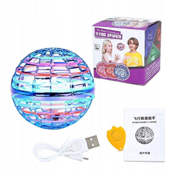 LATAJĄCA KULA UFO FLYNOVA SPORT GRA LED PIŁKA DRON BUMERANG + PILOT