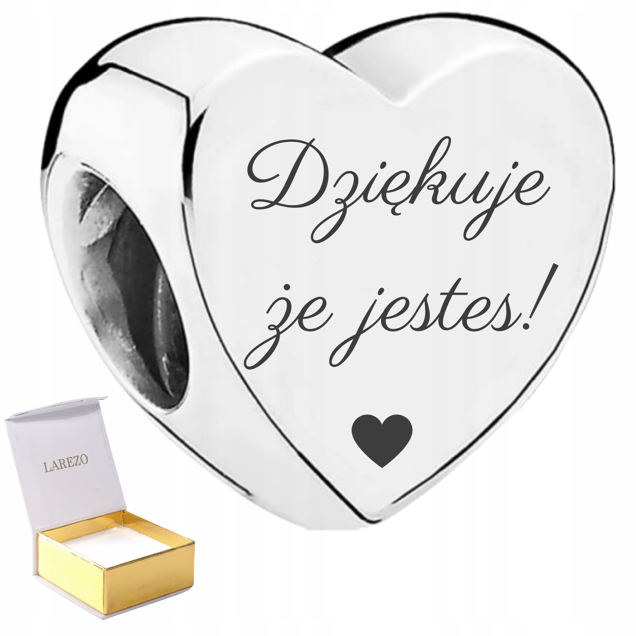 Stříbrný přívěsek srdce s gravírováním Děkuji, Že Jsi Stříbro 925 Gravírování