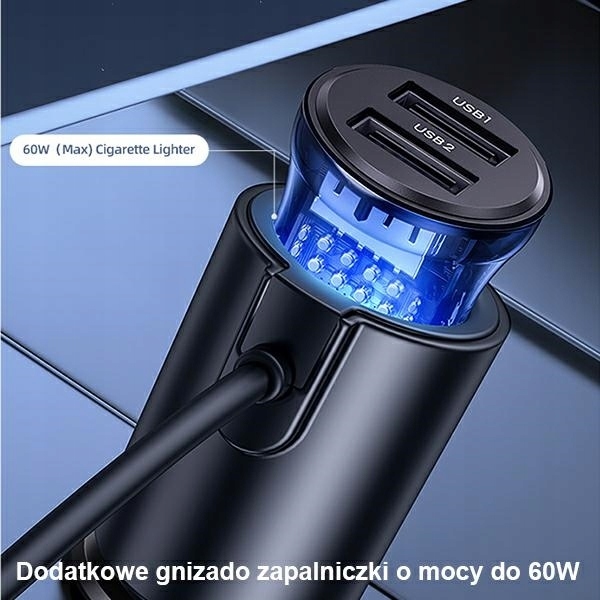 ŁADOWARKA SAMOCHODOWA PRZEWODOWA USAMS 3xUSB 1xUSB-C 156W BLACK EAN (GTIN) 6958444901237