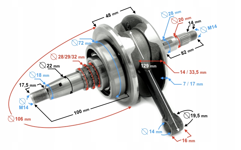 Klikový Hřídel Pro Motocykl Blade 125 Martinelli