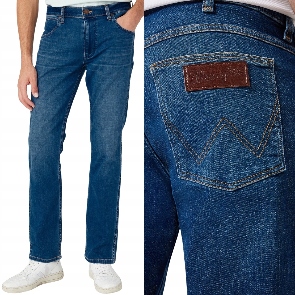 Wrangler Greensboro Steel Grit Džins jednoduché tmavé džínové kalhoty W38 L34
