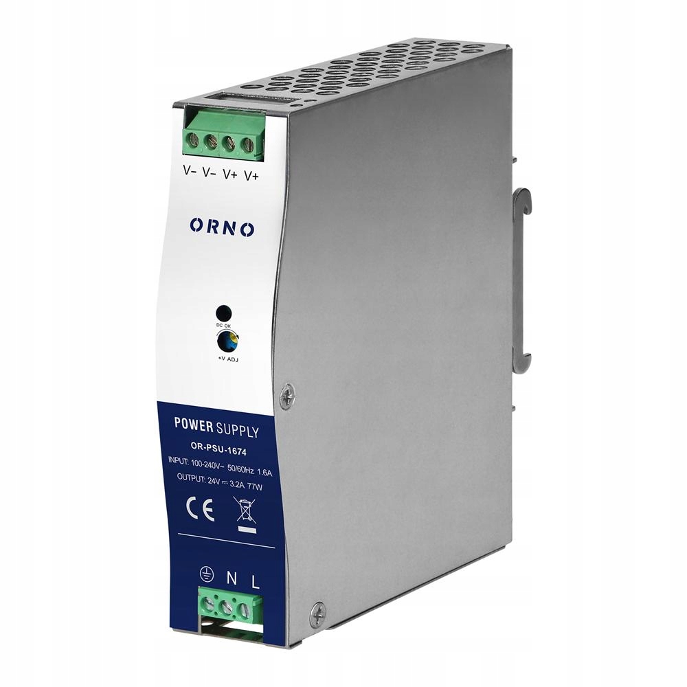 Průmyslový napájecí zdroj na Din lištu 24 V DC 3,2 A 77 W