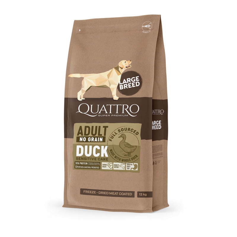 Levně Quattro Kachna vel L Suché Krmivo pro velké psy