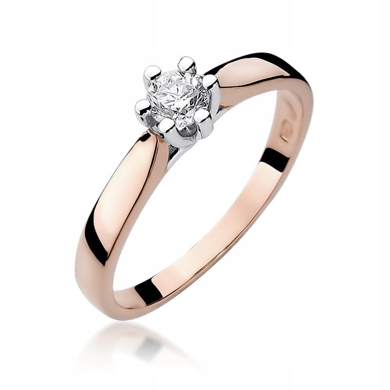 Prstýnek z růžového zlata 585 s briliantem 0,23 ct, klasický