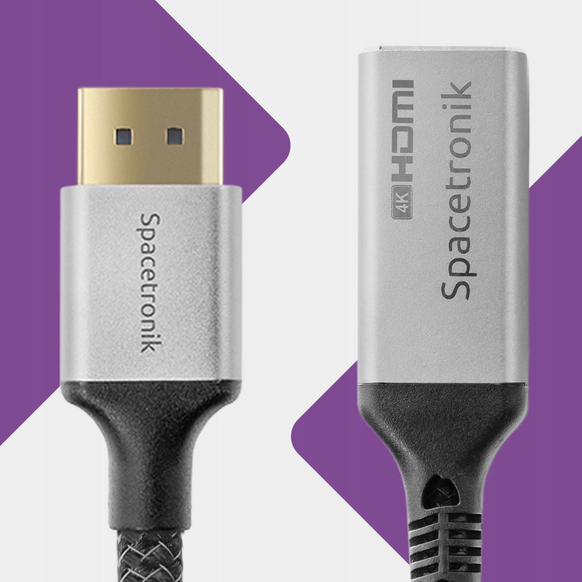 Adapter DisplayPort z HDMI 4K 60Hz Spacetronik KDH-SPA002 0,2 Przejściówka Długość kabla 0.2 m