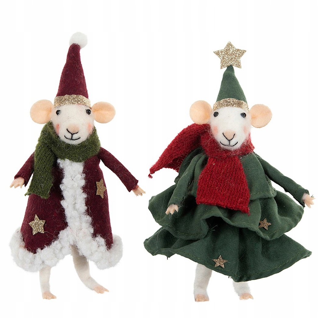 Vánoční Figurka Mikuláš Myš 2 ks Vlněná Vánoce Jako Dárek