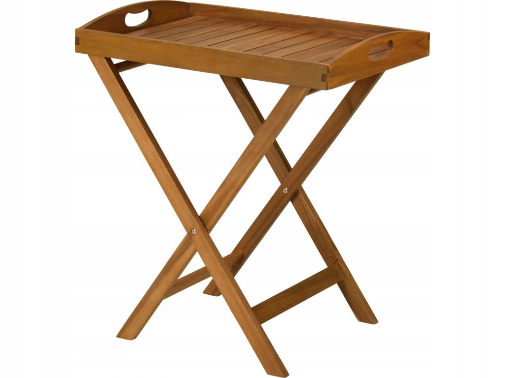 Drevený stolík s prenosným podnoskom na servírovanie, 60 cm