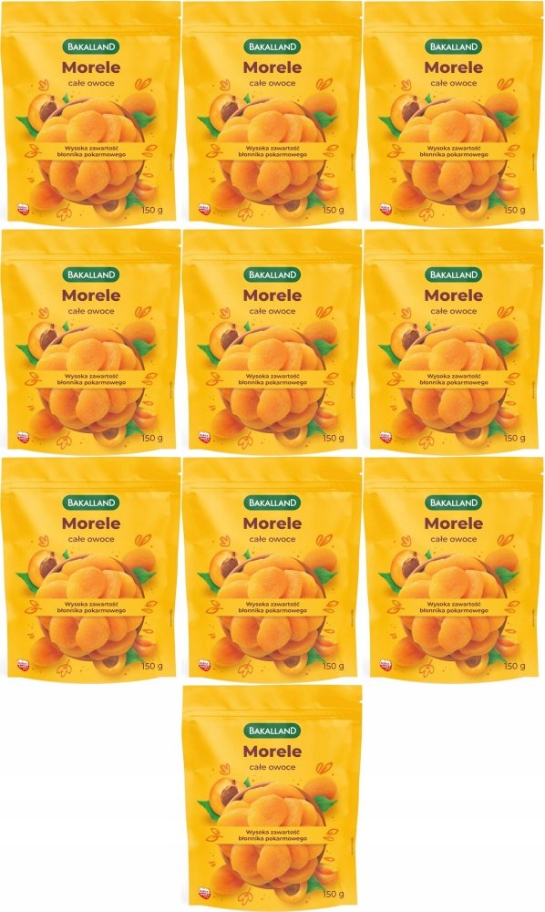 Morele suszone całe owoce Bakalland 150g x10