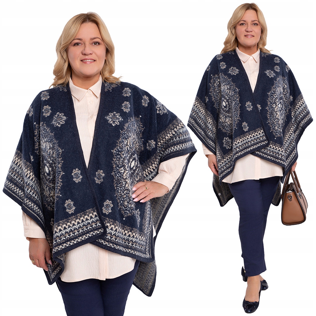 Tmavě modré teplé pončo Uni.