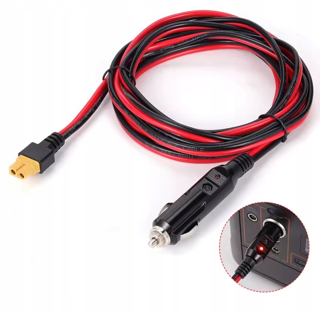 Ładowarka kabel XT60 samochodowa do Gniazda Zapalniczki 12V 14AWG 3metry