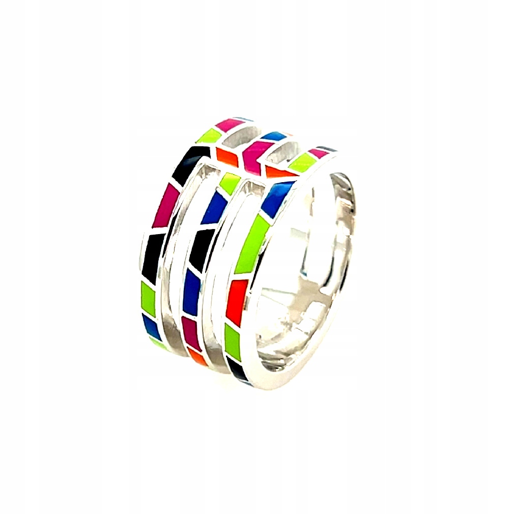 Široký originální smaltovaný snubní prsten