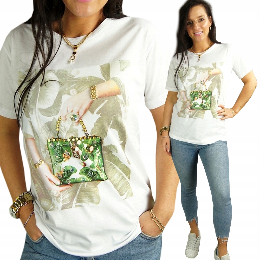 

Bluzka Z Lycrą T-shirt Dżety Perełki Glamour S
