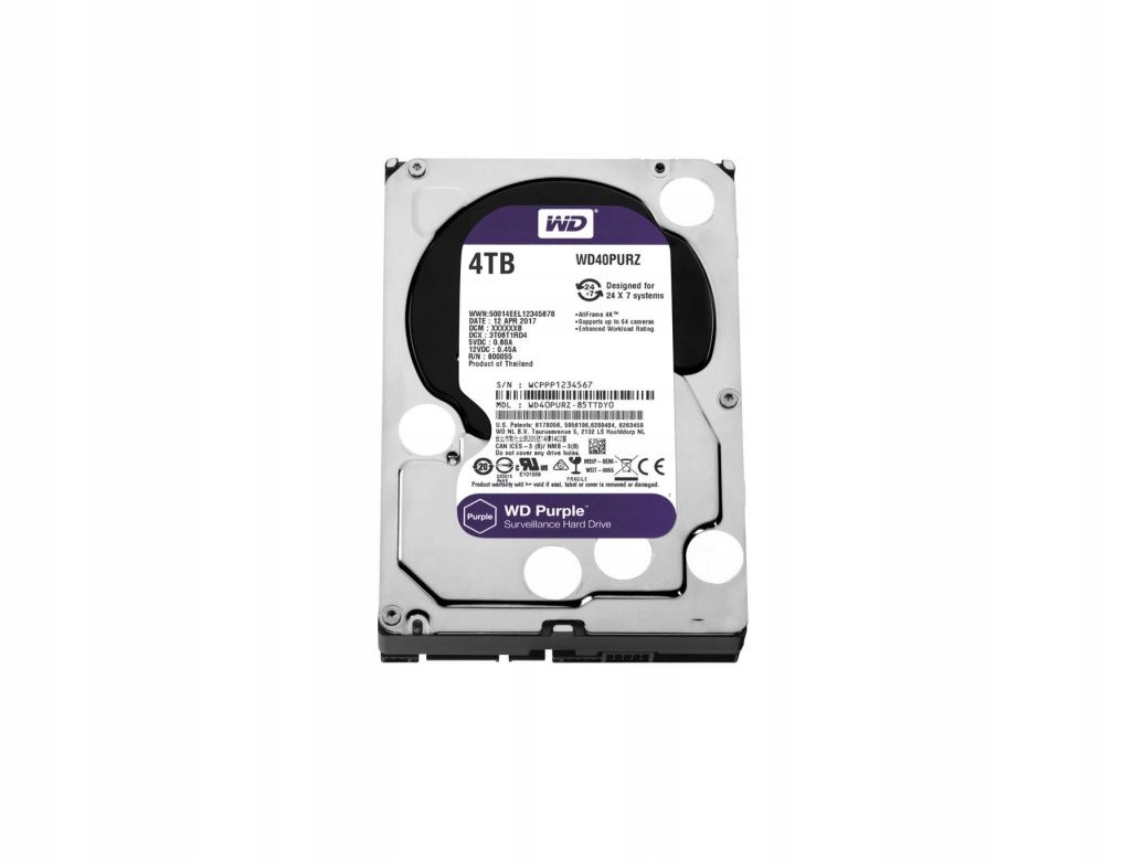DYSK TWARDY WESTERN DIGITAL WDPURPLE 4TB CCTV 24/7 Producent Western Digital