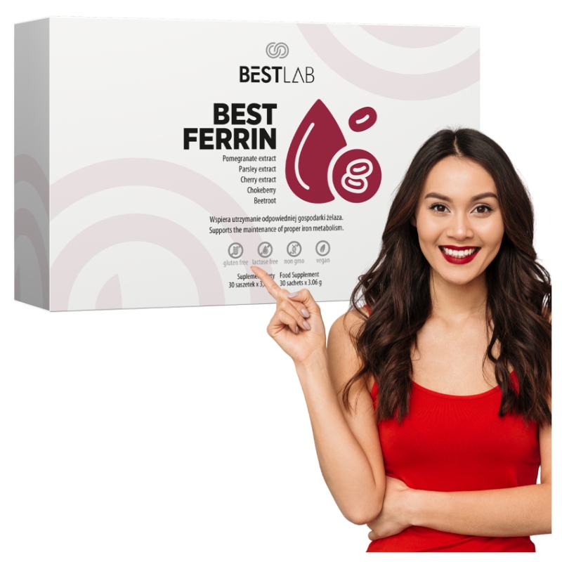BestFerrin Rostlinné železo Aronia Červená Řepa Granát Best Lab 30ks 108G