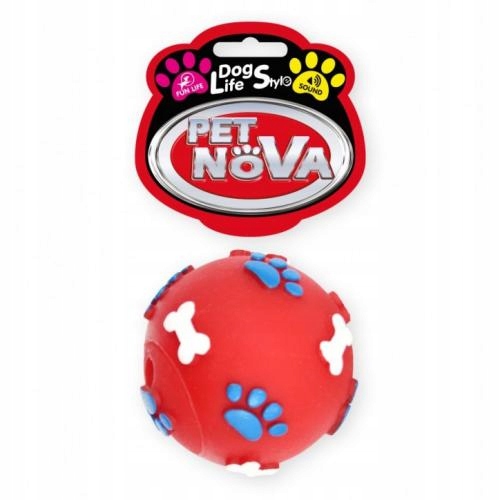 

Petnova piłka ze wzorem łapek i kości 6cm czerwona