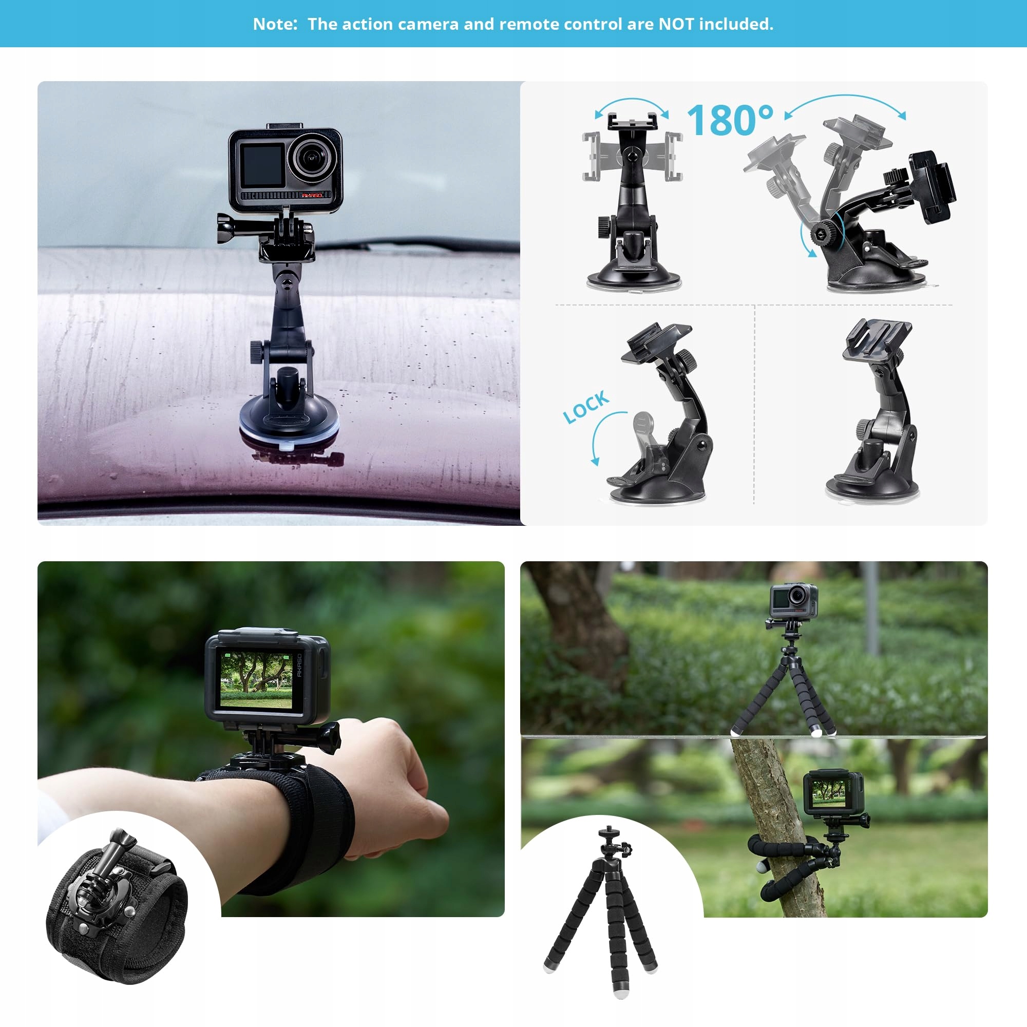 AKASO 42W1 Zestaw Akcesoriów Do Kamer Sportowych GoPro DJI EK7000 Brave — miniatura 7