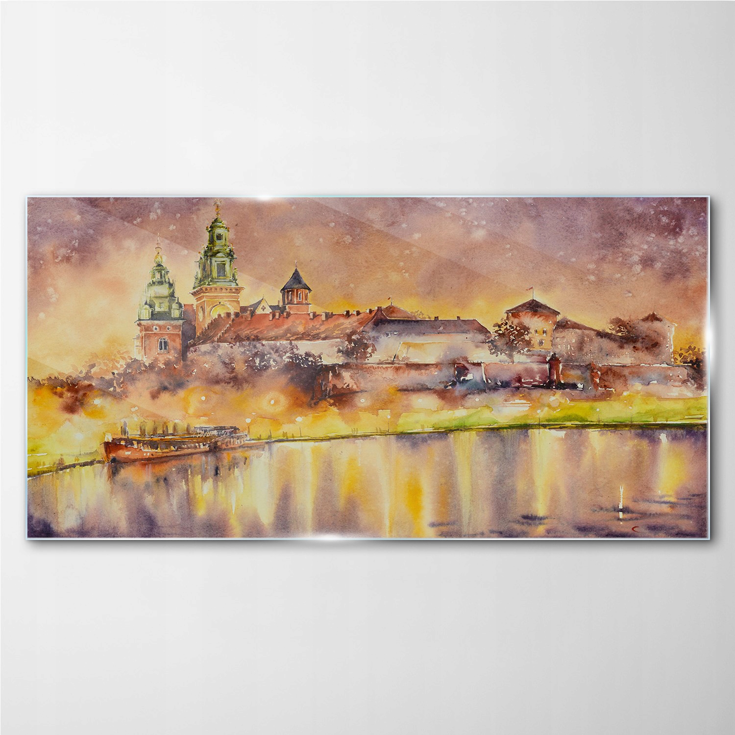 

Obraz z nadrukiem szklany Rzeka budynki 100x50 cm