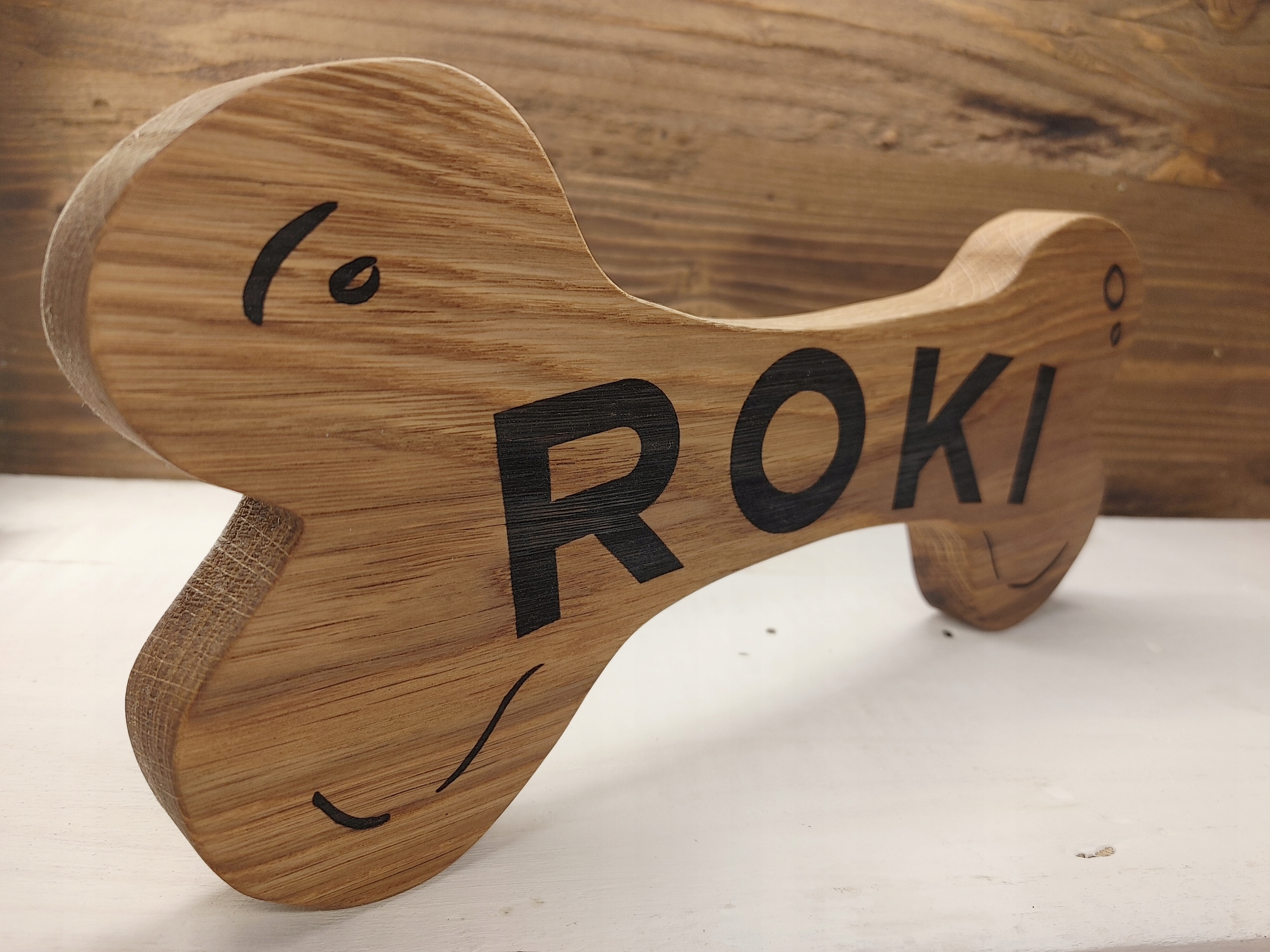 Tabliczka drewniana z imieniem dla psa - dębowa Grubość 25 mm