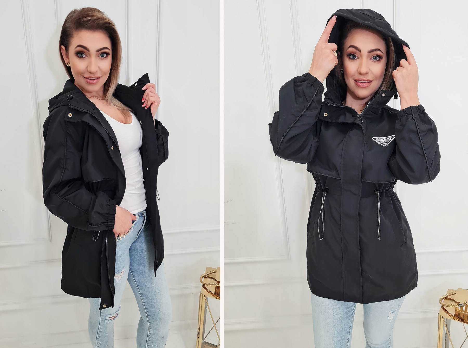 STYLOWA I WYGODNA PRZEJŚCIOWA PARKA KURTKA Z KAPTUREM KURTKI S Rozmiar S