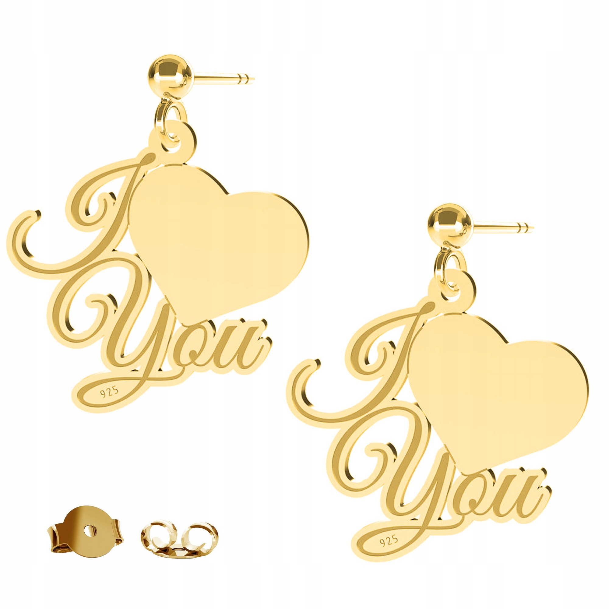 Náušnice zlaté I Love You Srdce 925