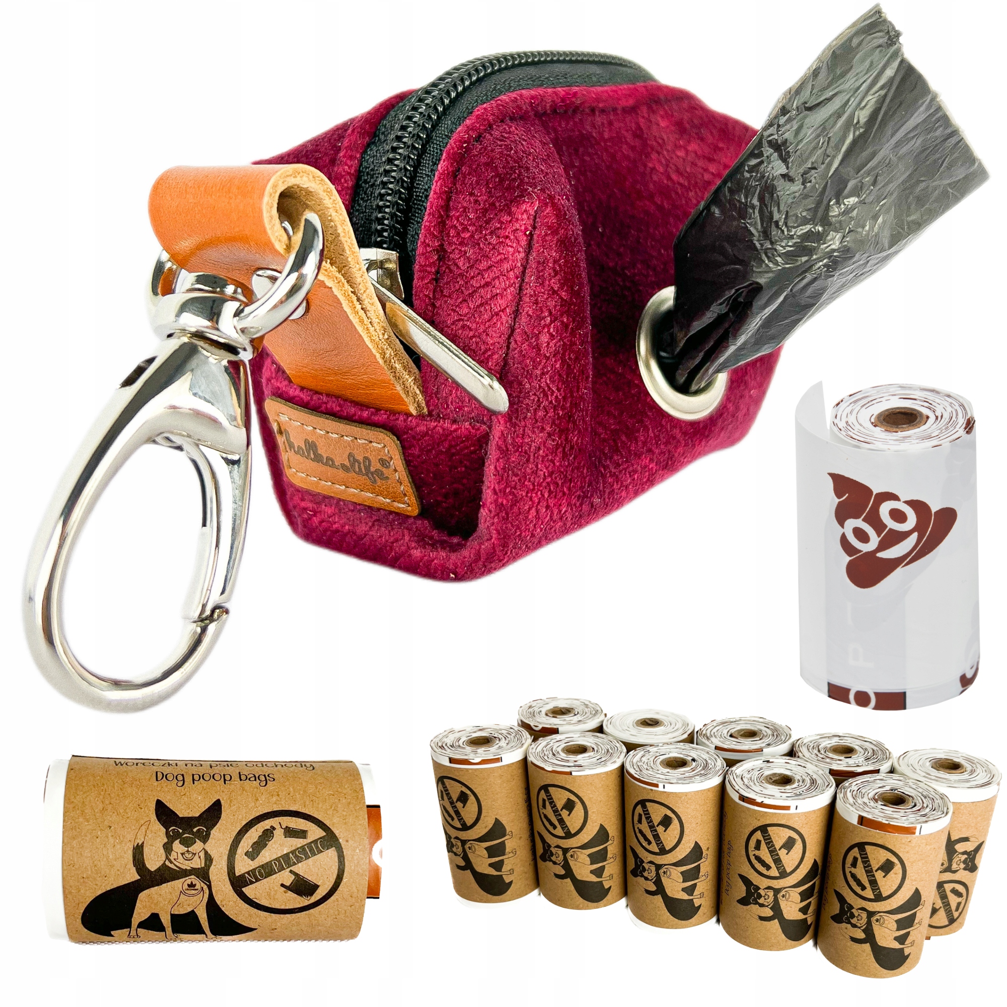 Levně Dávkovač na sáčky na psí exkrementy a eko sadu 180 bio sáčků