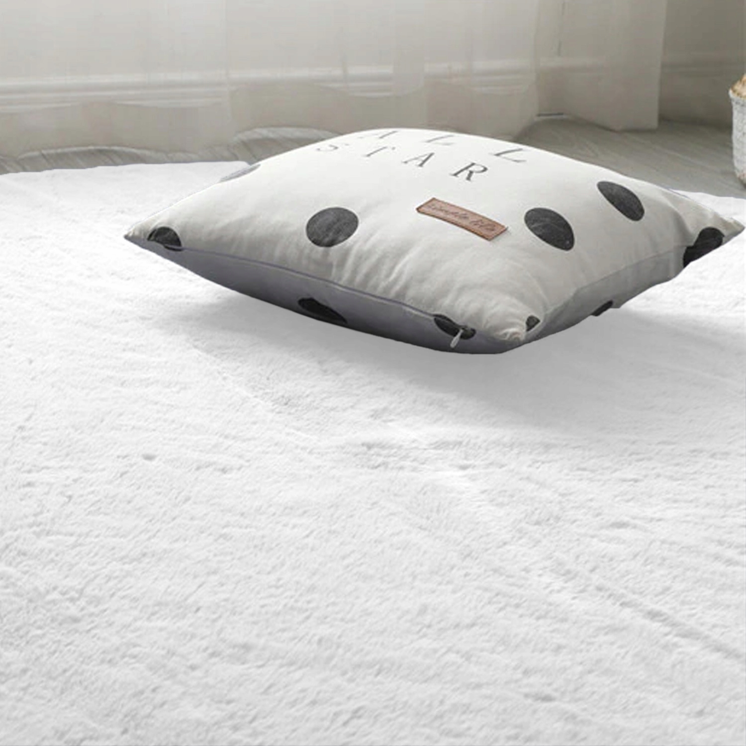 Okrągły dywan Rabbit jedwabisty aksamitny futro królika 100 Kolor biały