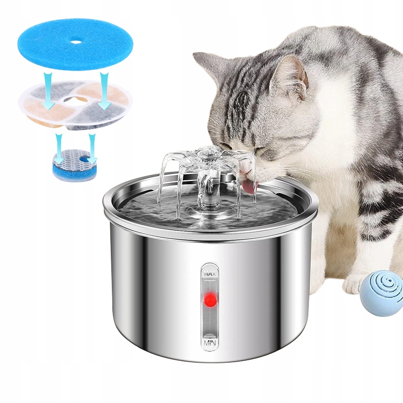 Fontanna Dla Psa Kota Poidełko Do Wody Pitnej Dozownik 2000ml Miska Filtr