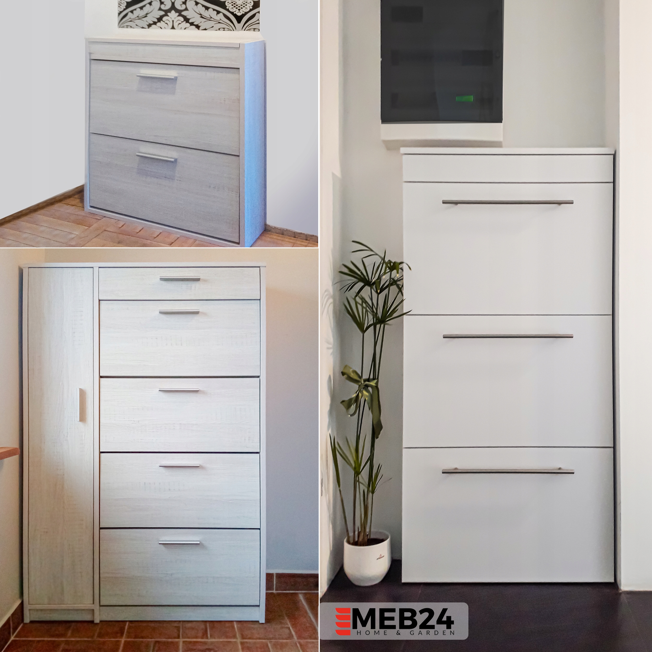 KOMODA 120 cm skandynawska nowoczesna biała-dąb Materiał płyta laminowana