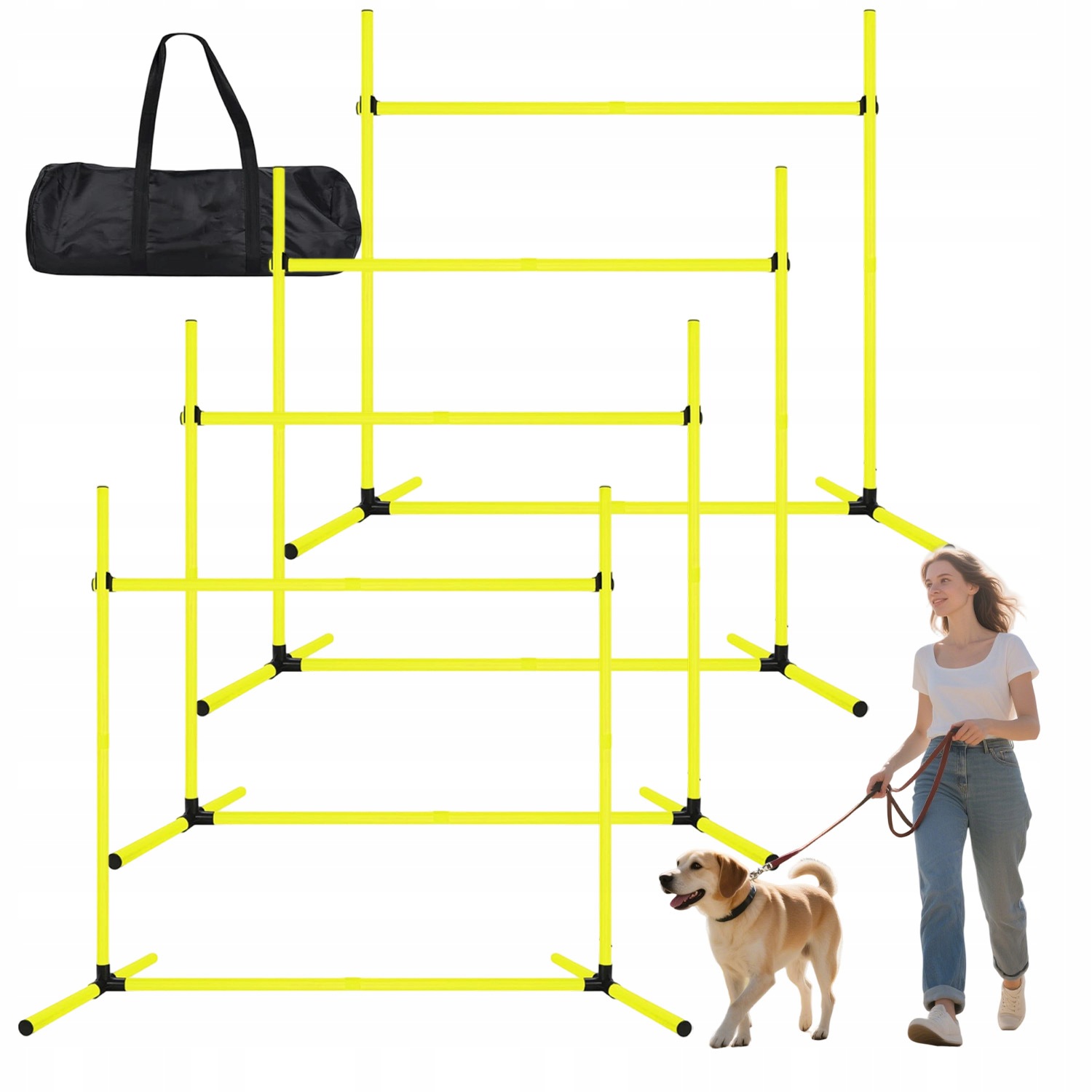 Zestaw Agility Dla Psa 4SZT Tor Treningowy Regulowana Wysokość Pvc Sport