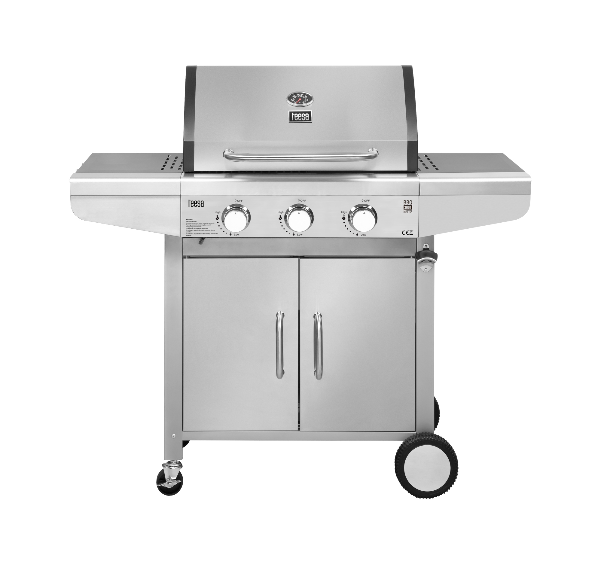 GRILL GAZOWY OGRODOWY Z SZYBĄ ZESTAW GRILLOWY 3 PALNIKI ŻELIWNY RUSZT Marka Teesa