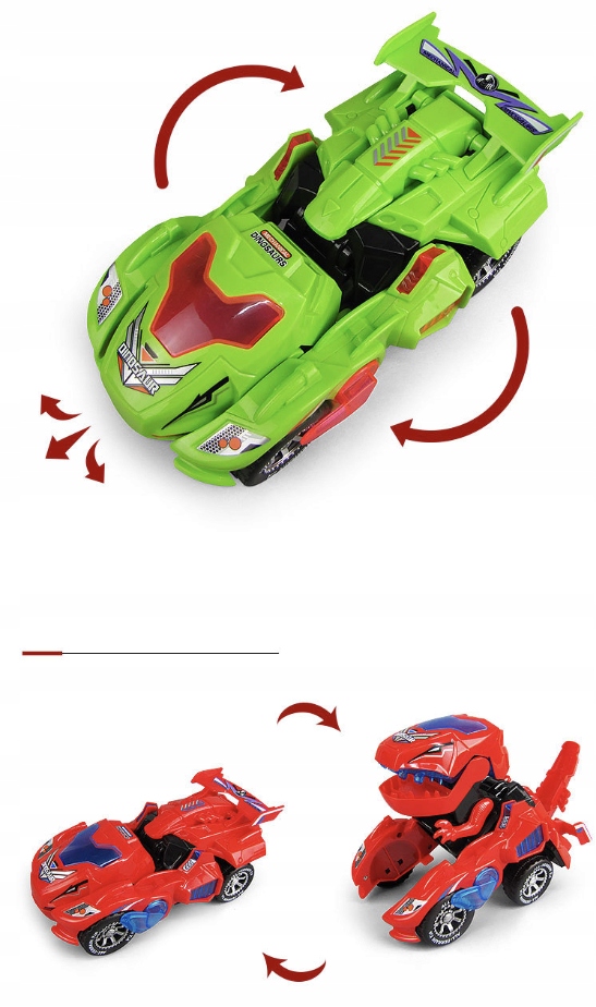 DINOZAUR AUTO ROBOT GRA ŚWIECI JEŹDZI SAMOCHÓD Materiał plastik