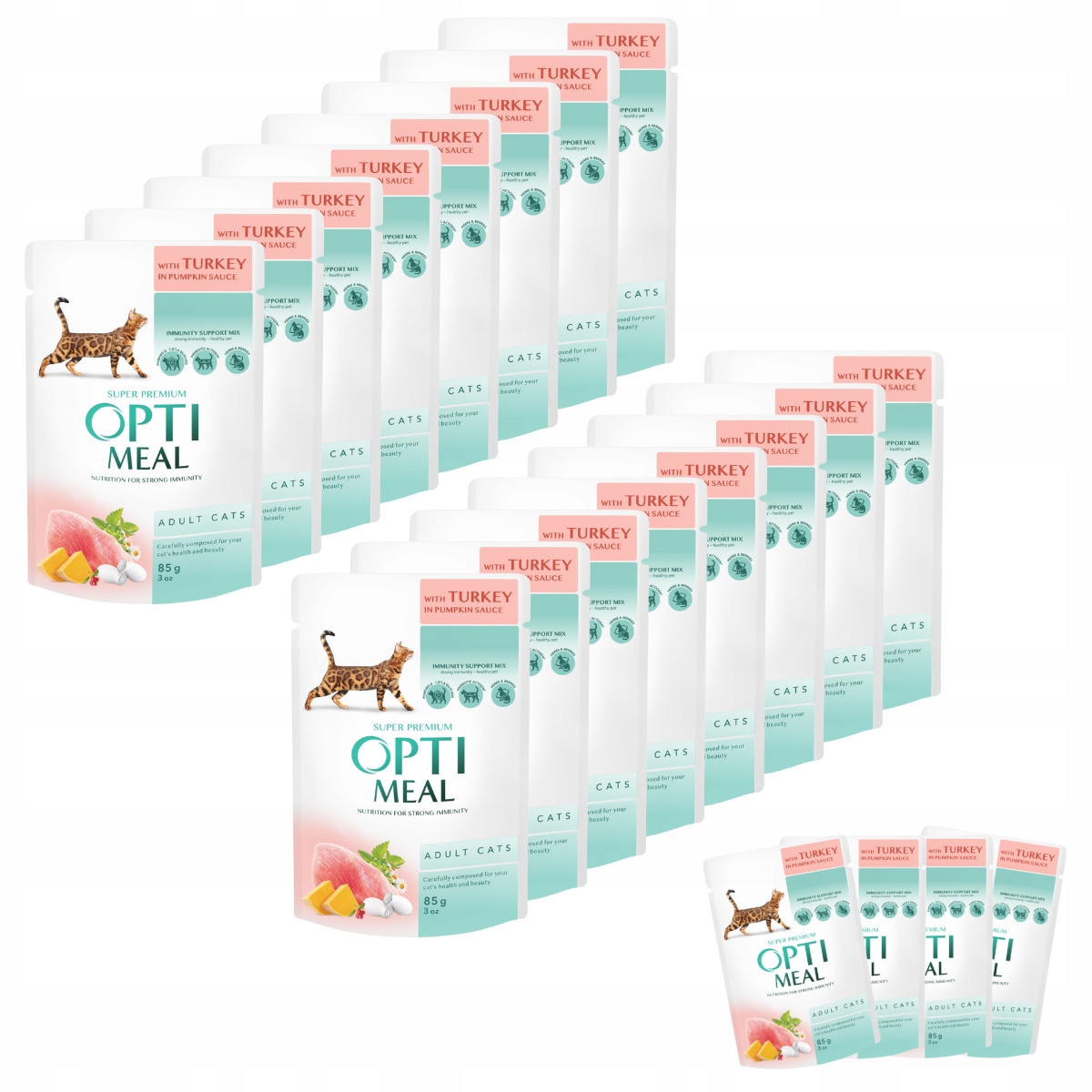 Levně Vlhké krmivo pro kočky 48 x 85 g s krůtím masem v omáčce Optimeal