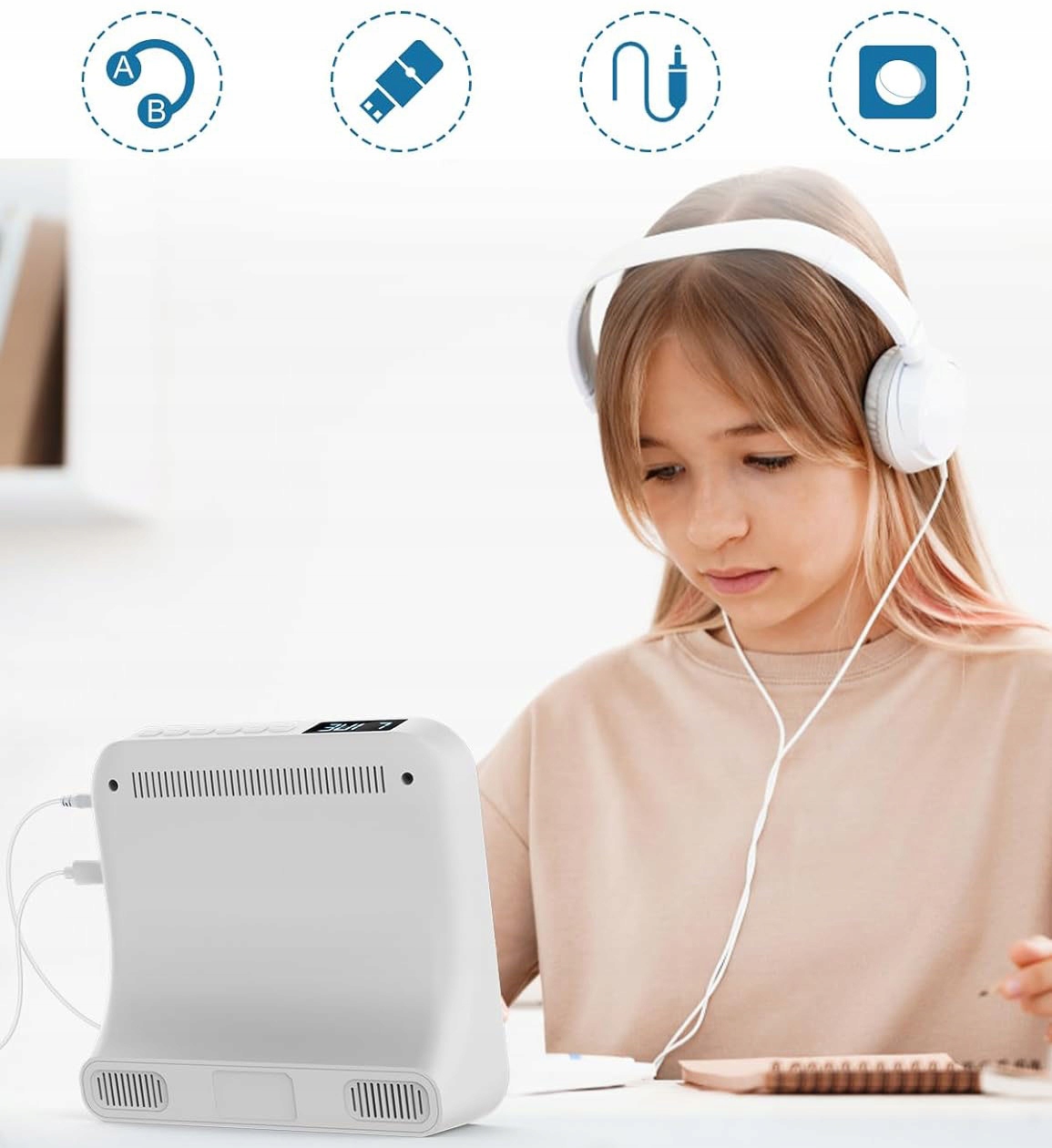 PRZENOŚNY ODTWARZACZ CD Z OSŁONA PRZECIWPYŁOWA, WBUDOWANE GŁOŚNIKI HIFI Rodzaj jednopłytowy