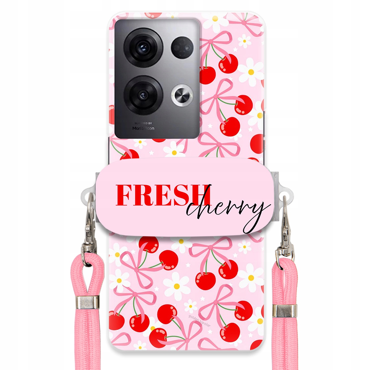 Puzdro pre Oppo Reno 8 Pro Plus Case Držiak šnúrok Ružový Fresh Cherry Kokardy