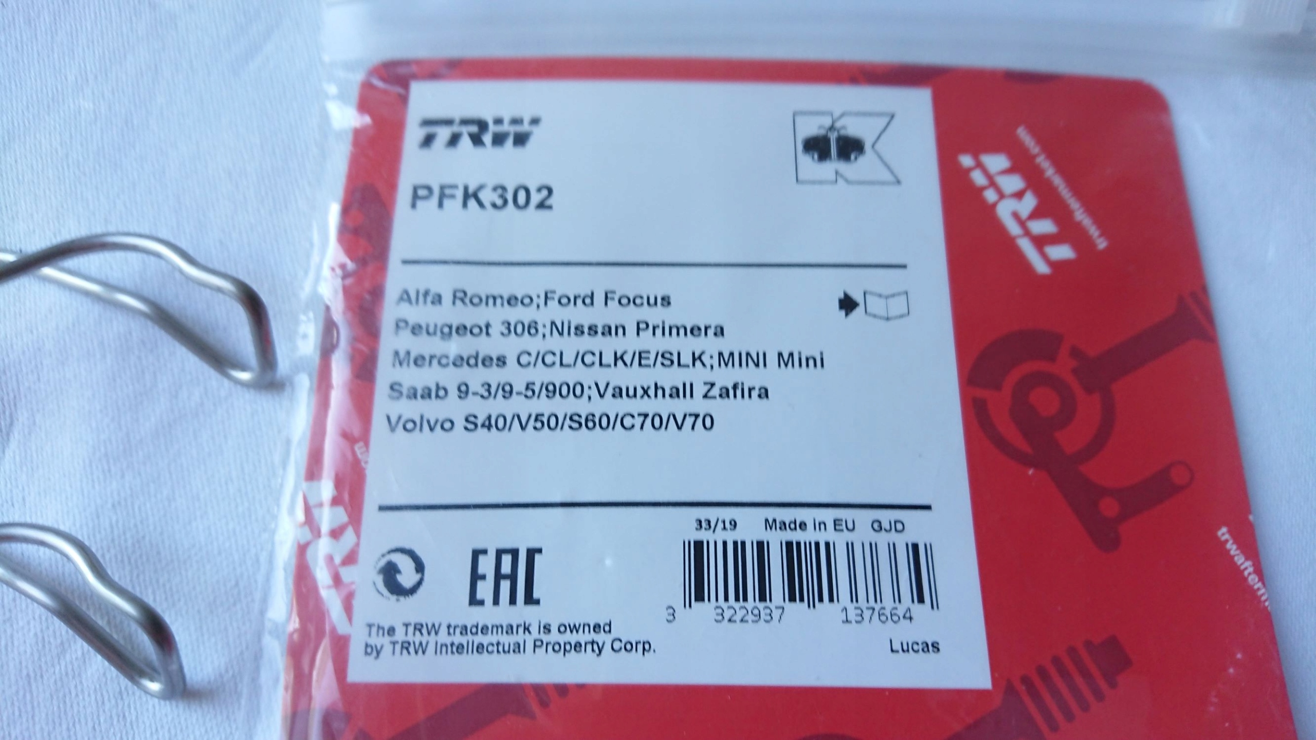 SPRĘŻYNA ZACISKU HAMULCOWEGO HONDA CIVIC IX Producent części TRW