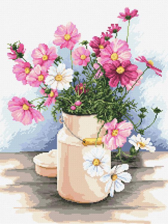 Křížková výšivka Sada s mulinkou Kytice