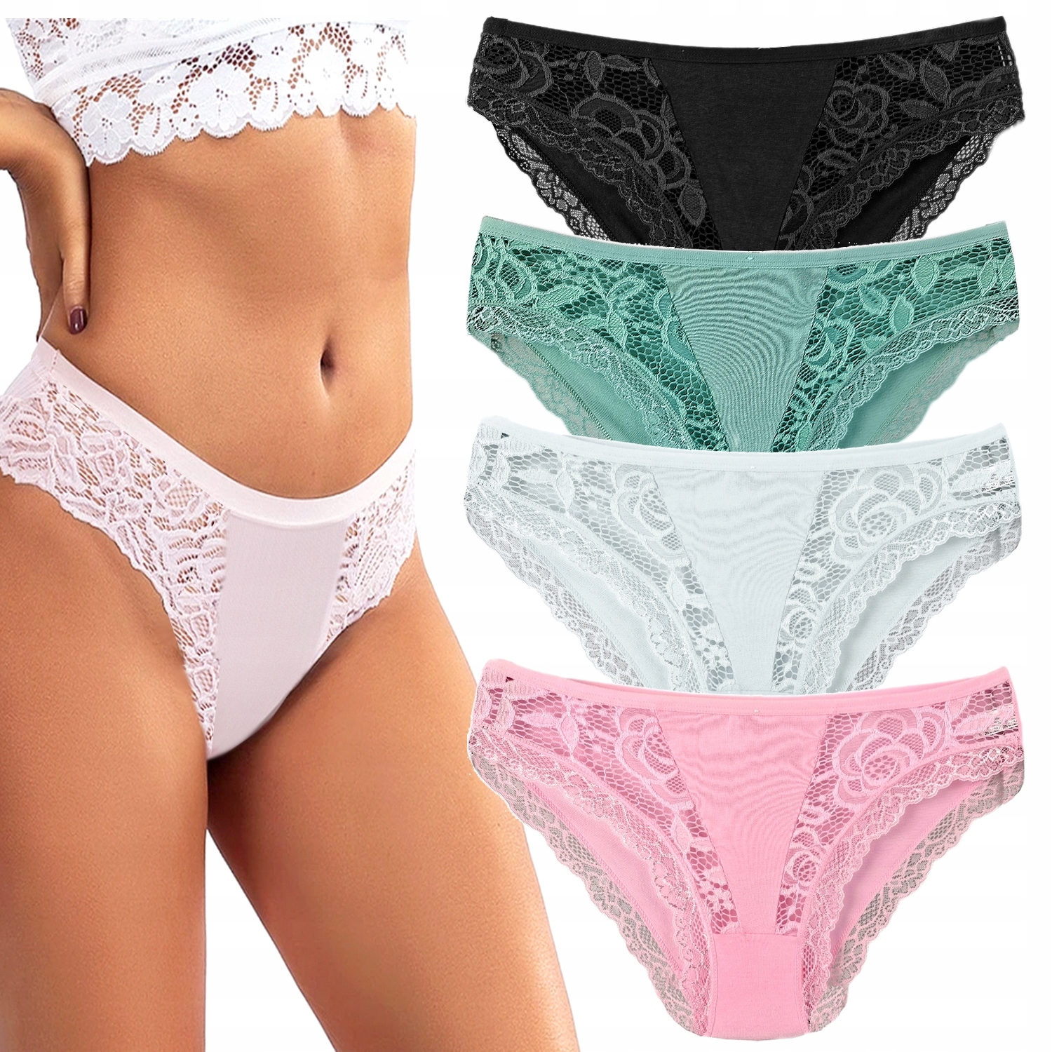 4x KORONKOWE ZMYSŁOWE FIGI MAJTKI JAKOŚĆ S/M 15 Model KORONKOWE ZMYSŁOWE SEXOWNE SEXY bawełna damskie